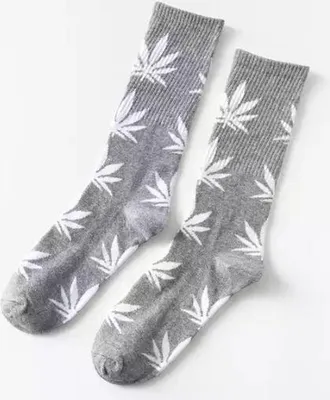 Obrázek produktu pro Jumada's – ponožky s motivem konopí – ponožky s motivem marihuany – konopí – marihuana – šedo-bílé – unisex ponožky – velikost 36–45