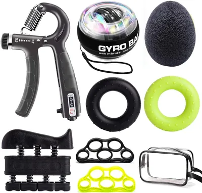 Obrázek produktu pro Sada pro posilování ruky, fitness sada pro 8 cvičení, pro posilování síly úchopu, ideální pro cvičení rukou