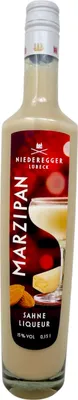A bottle of Niederegger Marzipan Sahne Liqueur.