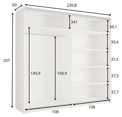 Produktbild von KLEIDERSCHRANK Kaschmir 221/207/60