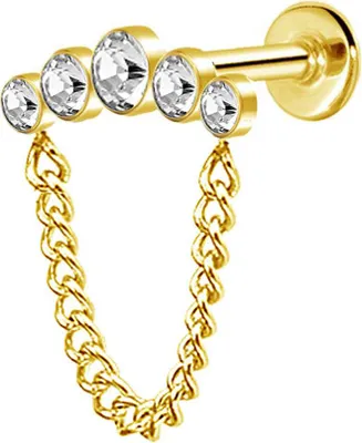 Produktbild von viva-adorno Helix Tragus Ohr Cartilage Knorpel Piercing Stecker Bogen Kristall Zirkonia Opal Kette Kettchen Ohrstecker Z594, Zirkonia