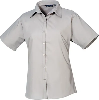 Produktbild von Premier Workwear Damen Popeline Bluse kurzarm PR302 silver 42 (L/14)