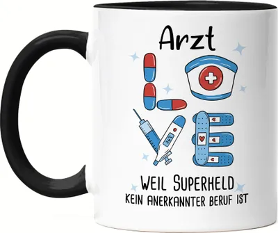 Produktbild von Ich Bin Arzt Weil Superheld Kein Anerkannter Job Ist Tasse Schwarz Geschenk Danke Sagen