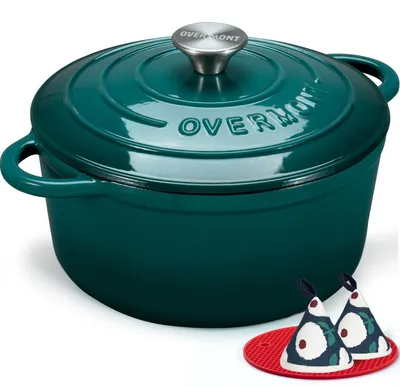 Immagine prodotto di Pentola in ghisa smaltata Overmont, ideale per brasare, diametro 28 cm, adatta al forno - con