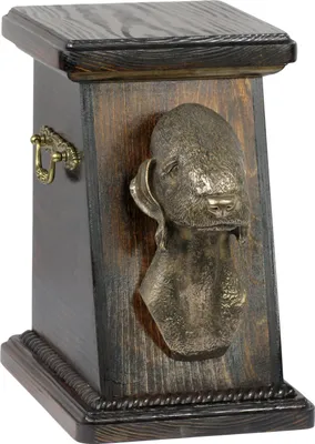 Immagine prodotto di Bedlington Terrier: Urna per le ceneri di un cane, elegante urna con statuetta, urna commemorativa con busto di cane del marchio Art-Dog.