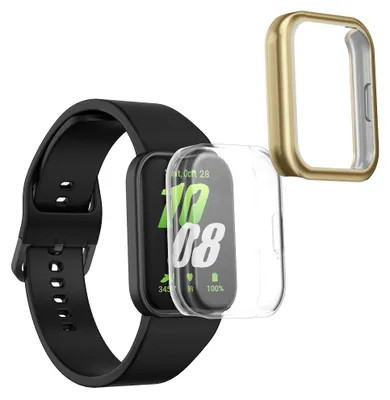 Produktbild von kwmobile 2x Silikon Hülle für Samsung Galaxy Fit 3 Schutzhülle - Fullbody Display Cover Set aus Silikon - Transparent Gold