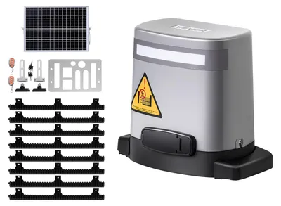 Image de Moteurs de porte de garage VEVOR 280 W : motorisation solaire pour portes de garage jusqu'à 2,0 m et 800 kg, moteur à engrenages pour porte roulante avec capteur infrarouge et 2 télécommandes