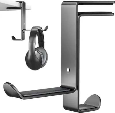 Produktbild von Gaming-Headset-Ständer für den Schreibtisch, multifunktionaler Kopfhörerhalter mit Kabelorganisator, verstellbare Gaming-Headset-Halterung für alle Bluetooth-Gaming-Headsets, Kinderkopfhörer, Schwarz