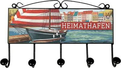 Produktbild von Segelboot im Hafen Kleiderhaken Leiste mit 5 Haken - Heimathafen