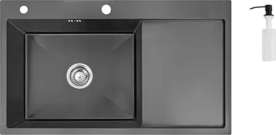 Produktbild von Proaja- 86x50x22cm Küchenspüle schwarz Edelstahl 304 0,8 eckig 1 Becken,Einbauspüle,Spüle Küche Abtropffläche