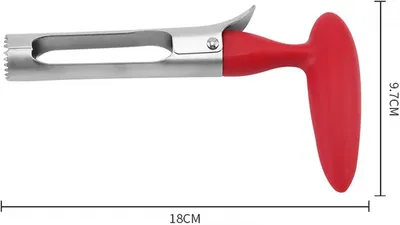 Produktbild von Apfelentkerner aus Edelstahl mit ABS-Griff, gezackter Klinge, für Äpfel, Birnen, Ananas, 18 cm, Rot