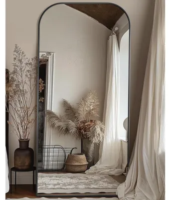 Immagine prodotto di Specchio a figura intera, autoportante, curvo, dimensioni 180,3 x 81,3 cm, colore nero
