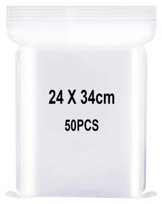 Obrázek produktu pro Průhledné opakovaně použitelné plastové tašky - 50 kusů středních Ziplock tašek 24x34cm