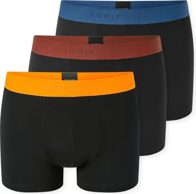 Produktbild von SCHIESSER Herren Boxershorts 3er Pack - Serie "95/5", Unterhose, Logobund Schwarz/Rot/Orange 3XL