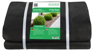 Produktbild von GardenMate 50m² Unkrautvlies Gartenvlies wasserdurchlässig – Unkrautfolie Gartenflies – Unkrautflies 2m x 25m - 50g/m² – Gartenfolie Reißfestes Unkrautschutzvlies - Hohe UV-Stabilisierung