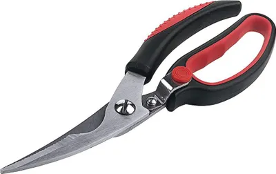 Produktbild von Contacto Geflügelschere Edelstahl 23 cm gebogen mit Innenfeder und Softgriff aus TPE, PP - Feststeller, rostfrei, ergonomisch