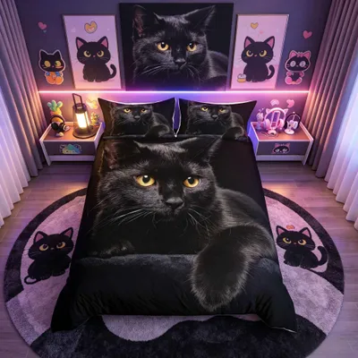 Obrázok produktu pre Sada obliečok na prikrývku "Schattige Katten" pre dvojlôžko, vyrobená z mikrovlákna