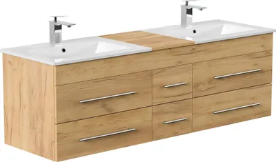 Produktbild von Badmöbel Waschplatz "Nero XL" Eiche Gold