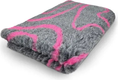 Produktbild von Vet Bed Hundedecke mit Antirutschbeschichtung anthrazit&fuchsia Wellen