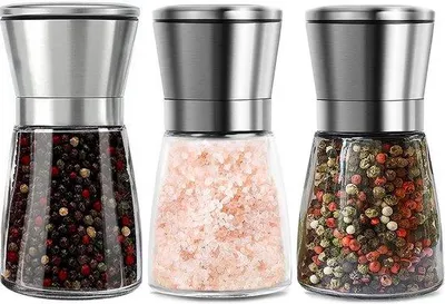 Obrázek produktu pro Ruční mlýnky na sůl a pepř, 180 ml, nerezová ocel a sklo