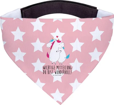 Produktbild von Mr. & Mrs. Panda Tuch Einhorn Mitteilung - Rot Pastell - Geschenk, Spruch, Valentinstag, Halstuch Für Hunde, Unicorn, Liebe, Hundehalstuch, Lustig, Hundeschal