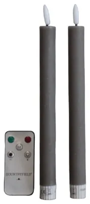 Zdjęcie produktu dla Countryfield świece LED w sztyfcie rustykalne szare 24 cm zestaw 2 sztuk - nastrojowe oświetlenie