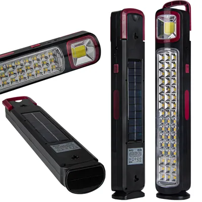 Produktbild von LED Arbeitsleuchte 8.8W SMD LED 48x + 4W COB Solar 1024lm 6500K Kaltweiß IP20 Akku Dimmbar Schwarz