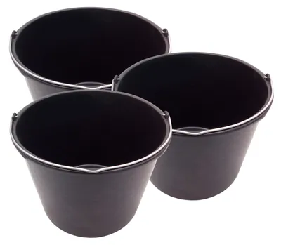 Produktbild von Baueimer 20L schwarz 3 Stück Maurereimer Zementeimer Wassereimer Schutteimer