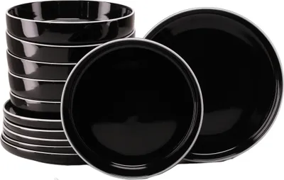 Produktbild von CreaTable, 24805, Nordic Gourmet Schwarz, Tafelservice 12-tlg, Steinzeug