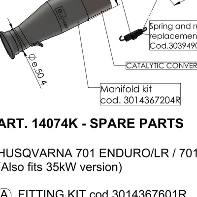 Obrázok produktu pre Zadný tlmič výfuku LeoVince náhradný diel 10444, čierny, 370 mm, ľavý pre LV ONE