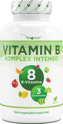 Produktbild von Vitamin B Komplex Intenso - alle 8 B-Vitamine + 3 Co-Faktoren - 240 Kapseln