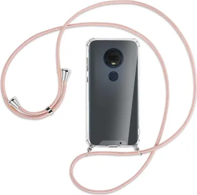 Produktbild von Handykette Backcover-Schutzhülle mit Band (Metall silberfarben) für Motorola Moto G7 / G7 Plus - roségold
