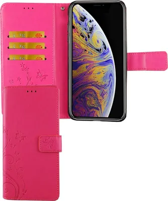Produktbild von Apple iPhone XS Max Handy Hülle Schutz-Tasche Cover Flip-Case Kartenfach Pink