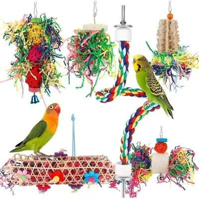 Produktbild von Vogelspielzeug Kauspielzeug Schreddern Futtersuchspielzeug Hängespielzeug Vogelseil-Sitzstange für Nymphensittiche Sittiche Papageien