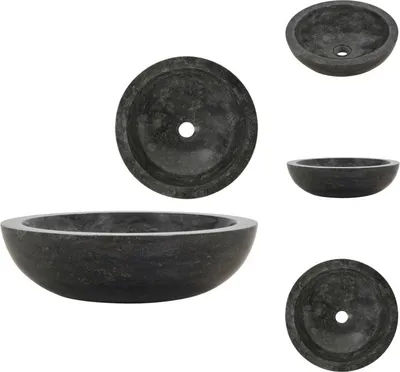 Produktbild von vidaXL Waschbecken 40x12 cm Marmor Schwarz - Badezimmer-Waschbecken