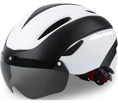 Immagine prodotto di Casco da bicicletta con visiera magnetica removibile, regolabile, taglia 57-61 cm, colore nero/bianco