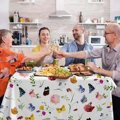 Immagine prodotto di Tovaglia rettangolare con motivo floreale, 140x180 cm, impermeabile