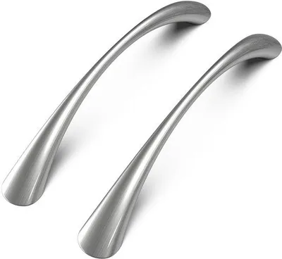 Zdjęcie produktu dla Zestaw 10 uchwytów do mebli Ibenzoa® wykonanych ze stali nierdzewnej, szczotkowane, rozstaw otworów 128 mm, całkowita długość 154 mm, wysokość 31 mm – do frontów kuchennych i szuflad