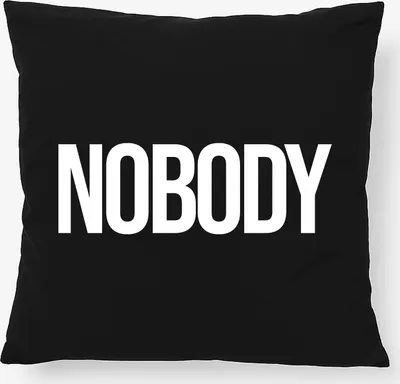 Produktbild von Huuraa Kissen Nobody Schriftzug 40x40cm mit Füllung Black Baumwolle Dekokissen Geschenkidee