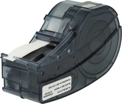 Produktbild von vhbw Schriftband-Kassette kompatibel mit Brady BMP21-LAB, BMP21-PLUS, ID PAL, BMP21 Etiketten-Drucker 6,4m x 9,5mm Schwarz auf Weiß, Polypropylen