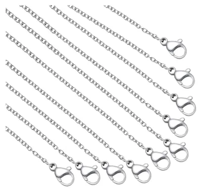 Produktbild von 10 Stränge 304 Edelstahl Kette Halskette mit Hummer Verschlüssen und Kreuz Ketten für DIY-Schmuck, Länge: 45 cm