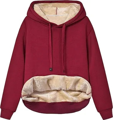 Produktbild von Damen Lässiger Winterpullover mit Kapuze, warm, Fleece, Sherpa-Futter