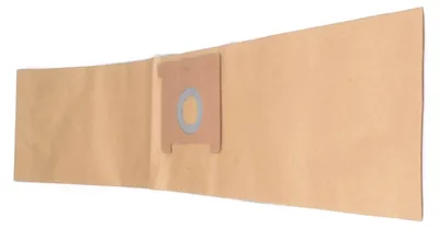 A brown paper vacuum cleaner bag is laid out on a white background.
