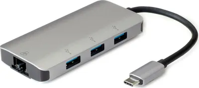 Produktbild von ROLINE USB Typ C zu Gigabit Ethernet Konverter + Hub 3x