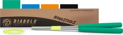 Produktbild von Diabolo Freizeitsport Diabolo Handstäbe 32cm (grün) aus Aluminium mit Moosgummi-Griffen und Ersatzschnur (160cm)