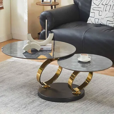 Produktbild von Milton & Oldbrook Couchtisch Drehbar Liverno Marmoroptik Schwarz