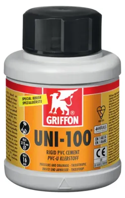 Produktbild von HAF Griffon PVC Kleber Uni-100 in 250ml Dose | Spezialkleber für PVC-U Druckrohr, Fittings & Kugelhahn | Spezialkleber für Pool, Sanitär & Teichbau