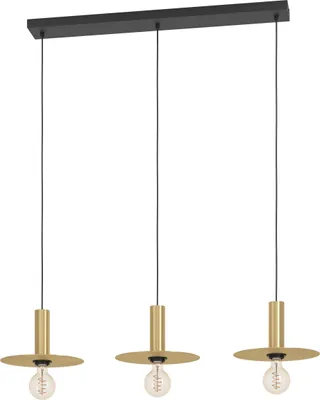 Immagine prodotto di Lampadario A Sospensione Moderno Escandell Acciaio Nero Ottone 3 Luci E27