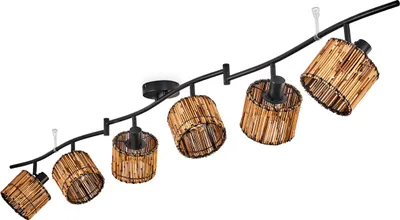 Produktbild von Obenetto moderne Deckenlampe aus Metall/Bambus in Schwarz/Naturfarben