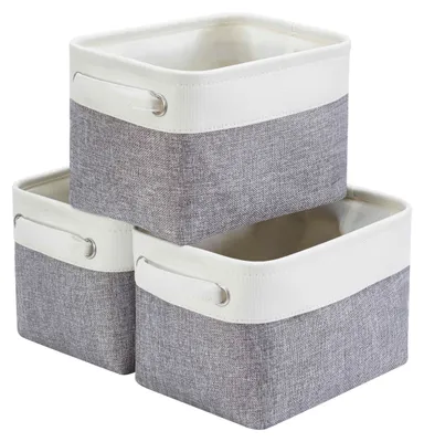 Produktbild von Kleine Aufbewahrungsbox, Stoffkorb mit Griffen für Schränke, Regale, Kleidung, Spielzeug (3-teilig)